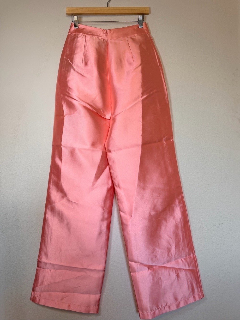 Andrea Iyamah Vasi Pant Peach Satin Wide Leg High Rise Small US 6 - Picture 5 of 8
